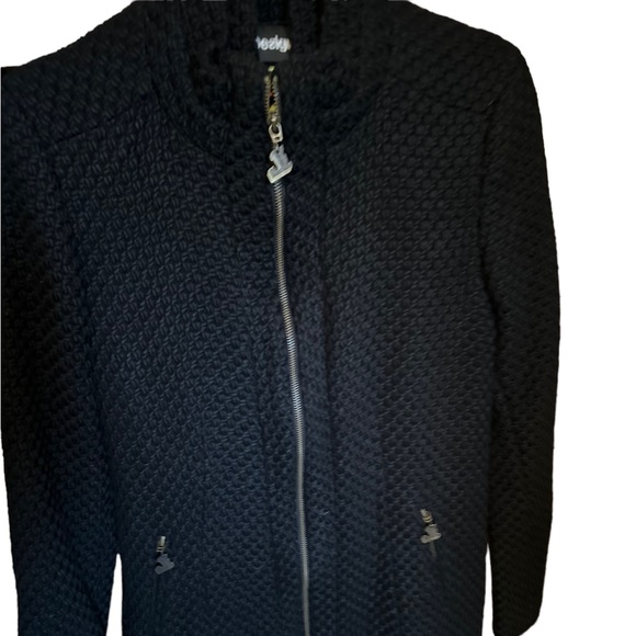 Desigual Jackets & Blazers - DESIGUAL BLACK WAFFLE PATTERN COAT